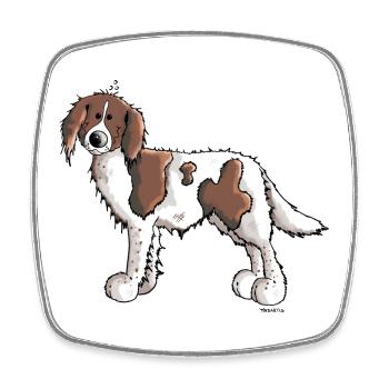 Knuffiger Münsterländer - Viereckiger Kühlschrankmagnet - Weiß - Vorne