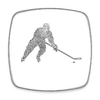 hockey - Magnet carré - blanc - Devant