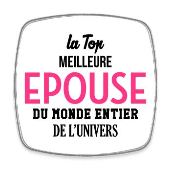 Epouse Femme Couple Saint Valentin Amour Love - Magnet carré - blanc - Devant