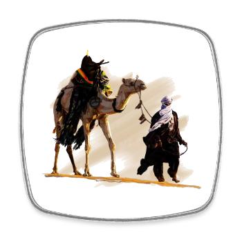 bedouin with camel - Magnet carré - blanc - Devant