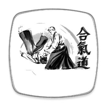 aikido - Viereckiger Kühlschrankmagnet - Weiß - Vorne