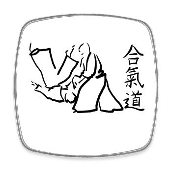 aikido - Viereckiger Kühlschrankmagnet - Weiß - Vorne