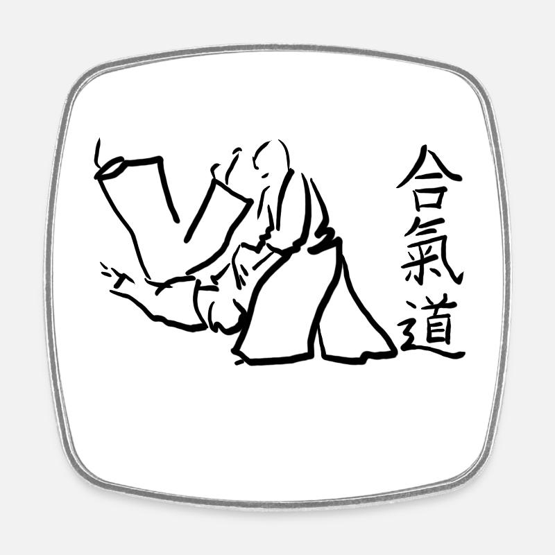 aikido - Viereckiger Kühlschrankmagnet - Weiß