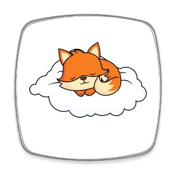 Little fox sleeping on cloud - Square fridge magnet - white - Front