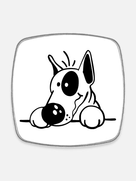 The Bull Terrier - Square fridge magnet - white