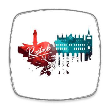 Rostock Skyline - Square fridge magnet - white - Front