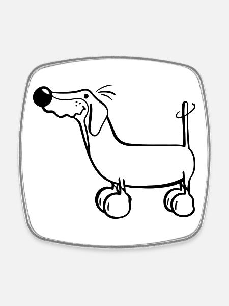 Funny Dachshund - Square fridge magnet - white