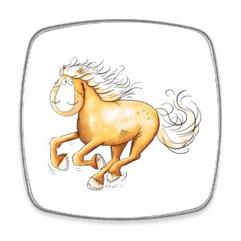 Schneller Haflinger I Pferd Pferde Comic - Viereckiger Kühlschrankmagnet - Weiß - Vorne