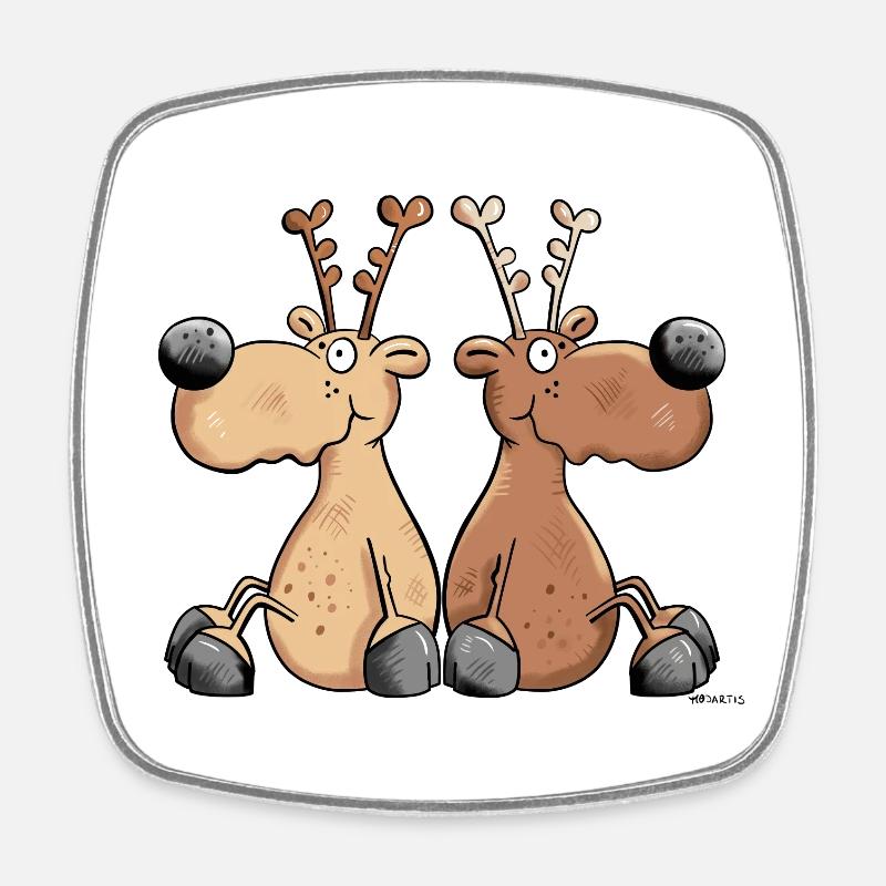 Reindeer Friendship - Square fridge magnet - white