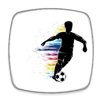 Soccer player silhouette with colorful graffiti - Square fridge magnet - white - Front