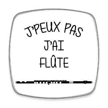 Flûte / Flute / Musique / Musicien / Flutiste - Magnet carré - blanc - Devant