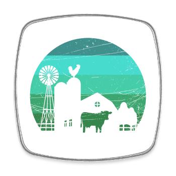 Ferme Ferme Agricole Grange - Desig - Magnet carré - blanc - Devant