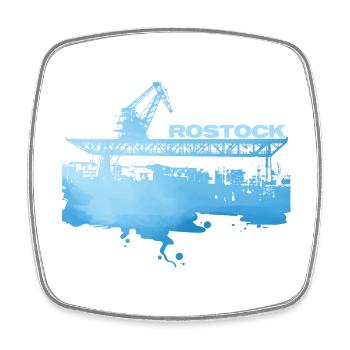 Stadthafen Rostock - Viereckiger Kühlschrankmagnet - Weiß - Vorne