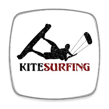 Kitesurf - conception - Magnet carré - blanc - Devant