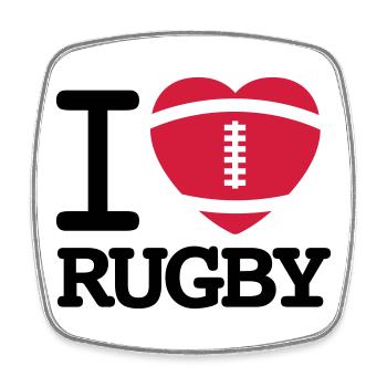 I love Rugby - Viereckiger Kühlschrankmagnet - Weiß - Vorne