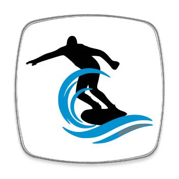 Surfeur - Magnet carré - blanc - Devant