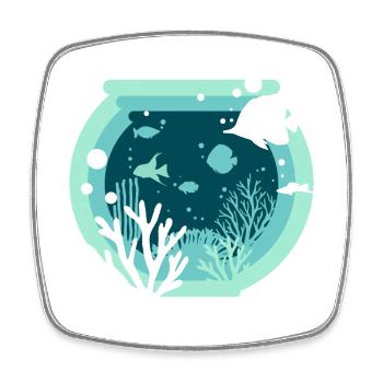 Aquarium - Aquaristik - Viereckiger Kühlschrankmagnet - Weiß - Vorne