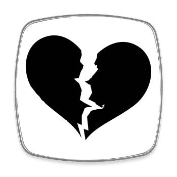 Gebrochenes Herz, broken heart - Viereckiger Kühlschrankmagnet - Weiß - Vorne