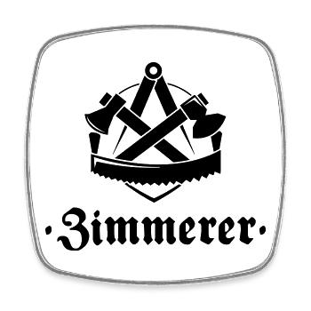 Zimmerer, Zunftzeichen mit alter Schrift - Viereckiger Kühlschrankmagnet - Weiß - Vorne