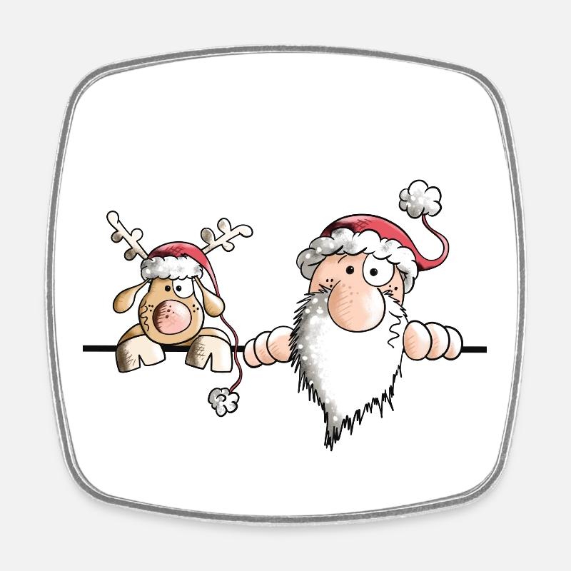 Saint Nicolas et ses rennes - Magnet carré - blanc