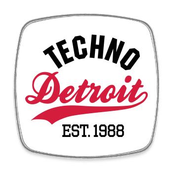 Techno Detroit est.1988 - Viereckiger Kühlschrankmagnet - Weiß - Vorne