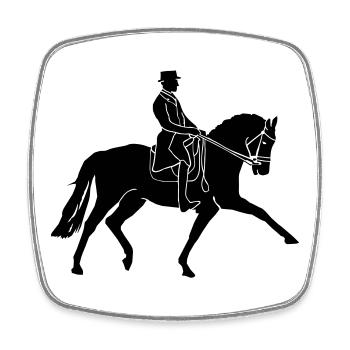 Dressage Equestre - Magnet carré - blanc - Devant