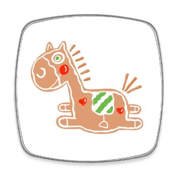 Pfefferkuchen Pferd - Lebkuchen - Backen - Gebäck - Viereckiger Kühlschrankmagnet - Weiß - Vorne