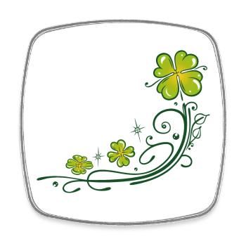 St. Patricks Day. Trèfle à quatre feuilles. - Magnet carré - blanc - Devant
