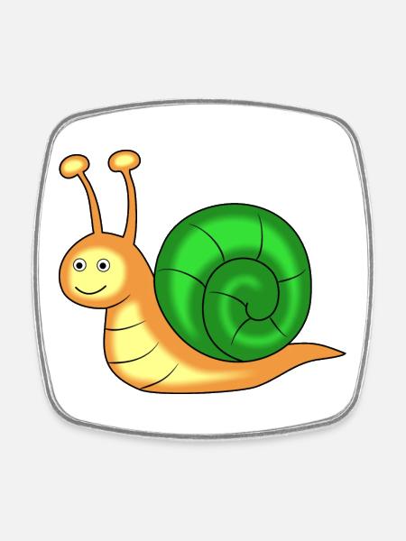 escargot - Magnet carré - blanc