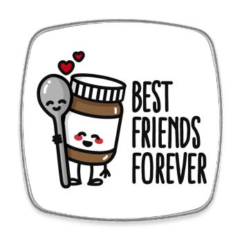Best friends forever chocolate spread / spoon BFF - Square fridge magnet - white - Front