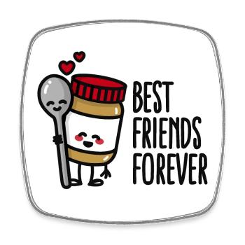 Best friends forever peanut butter / spoon BFF - Viereckiger Kühlschrankmagnet - Weiß - Vorne