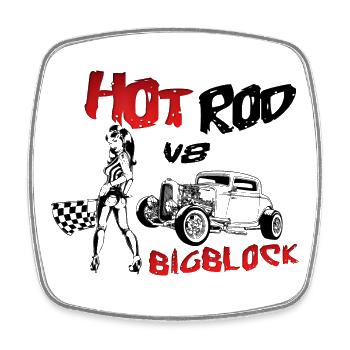 Hot Rod V8 Big Block - Square fridge magnet - white - Front