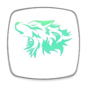 Wolf bright green - Square fridge magnet - white - Front