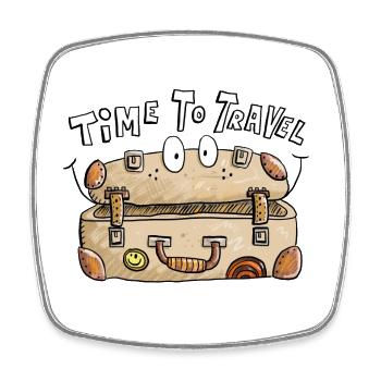Time To Travel I Suitcase Holiday Trip - Square fridge magnet - white - Front