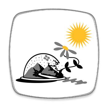 Schneekugel mit Sonnenblume und Sonne - Viereckiger Kühlschrankmagnet - Weiß - Vorne