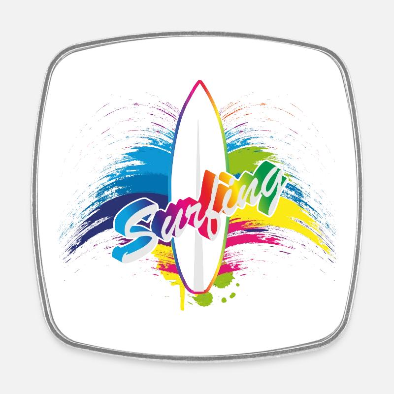 Typographie de surf surf arc-en-ciel splash - Magnet carré - blanc