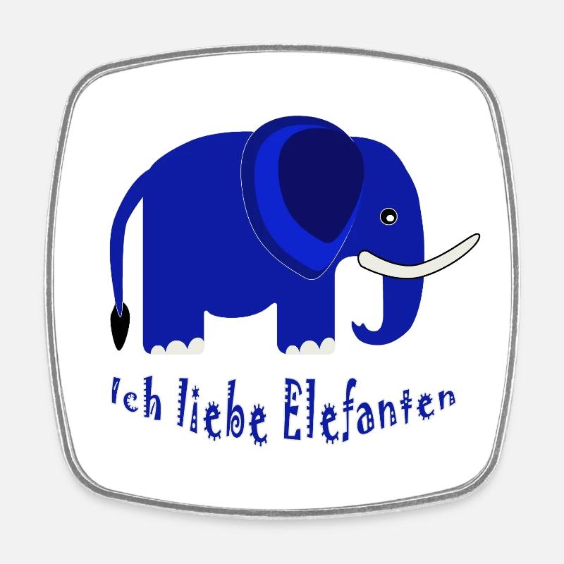 Blue Elephant I Love Elephants - Square fridge magnet - white