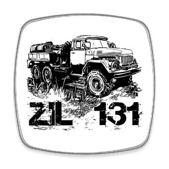 ZIL 131 - Viereckiger Kühlschrankmagnet - Weiß - Vorne