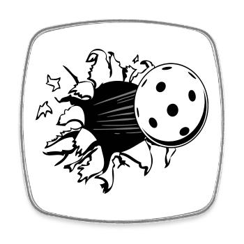 Floorball , Unihockey , Hockey , Loch  - Viereckiger Kühlschrankmagnet - Weiß - Vorne