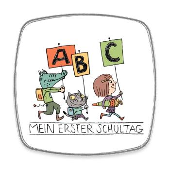 Erster Schultag ABC Abenteuer - Viereckiger Kühlschrankmagnet - Weiß - Vorne