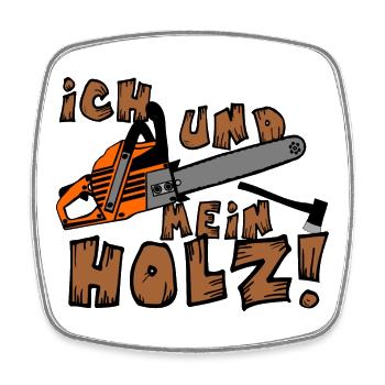 Motorsäge , Kaminholz , Old School Brennholz (25) - Viereckiger Kühlschrankmagnet - Weiß - Vorne