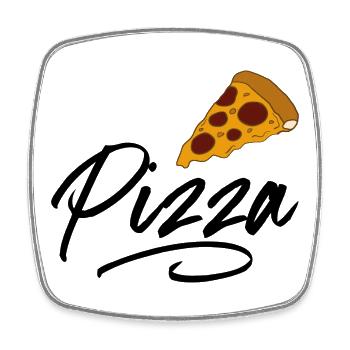 La pizza - Magnet carré - blanc - Devant