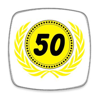 50th Birthday, 50th Anniversary Laurel Wreath(25) - Square fridge magnet - white - Front
