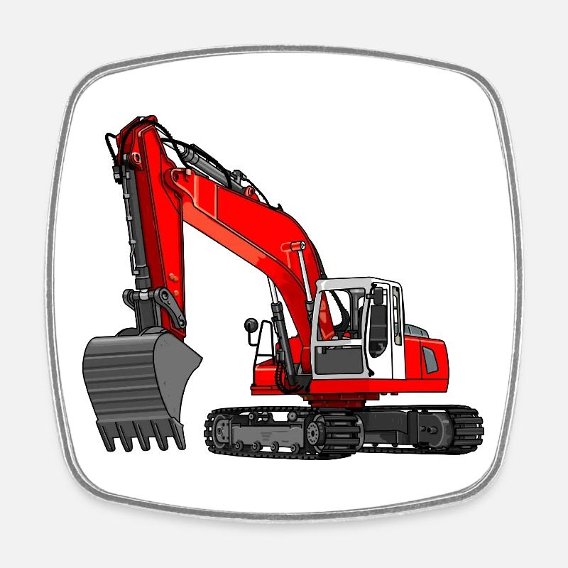 Bagger rot - Viereckiger Kühlschrankmagnet - Weiß