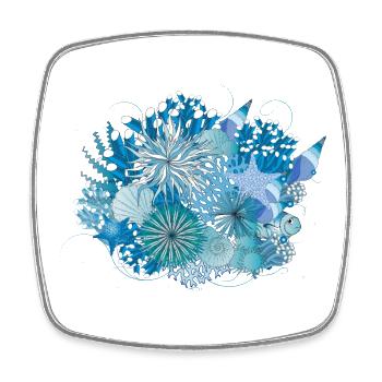 Korallenriff mit Muscheln,Seeanemonen und Korallen - Viereckiger Kühlschrankmagnet - Weiß - Vorne