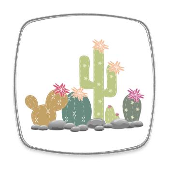 Cactus rock garden with different cacti - Square fridge magnet - white - Front