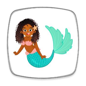 Illustration de sirène pour enfants - Magnet carré - blanc - Devant