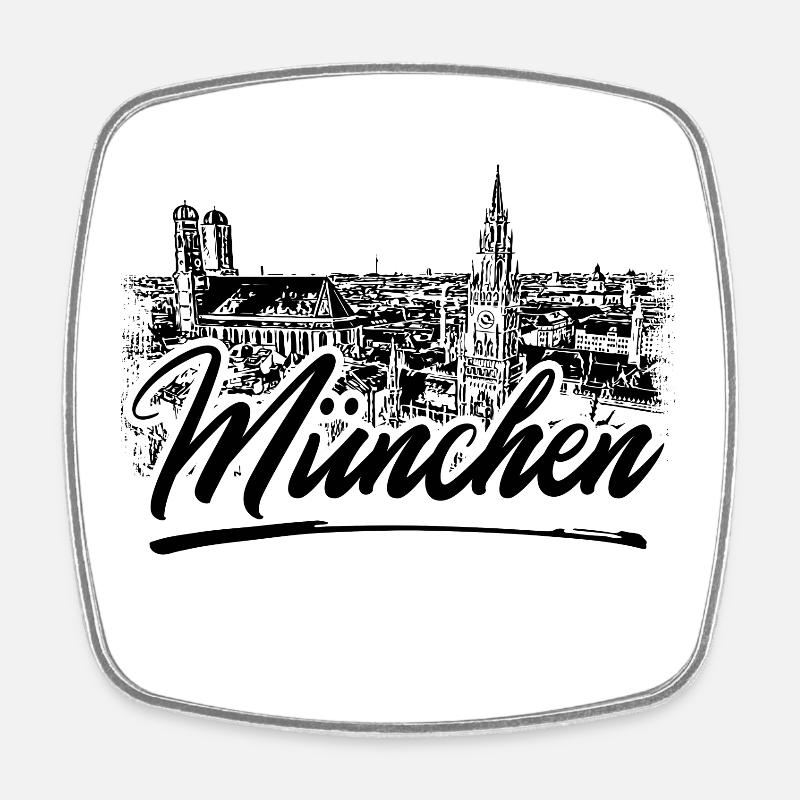 München Design - Viereckiger Kühlschrankmagnet - Weiß