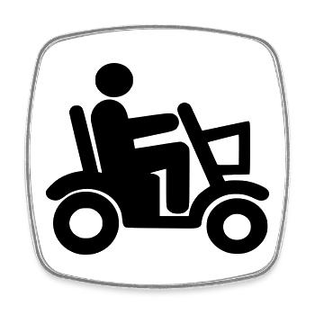 Scooter de mobilité, Fauteuil roulant, Roller, Handicapé # - Magnet carré - blanc - Devant