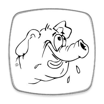 Pig cartoon 02 - Square fridge magnet - white - Front